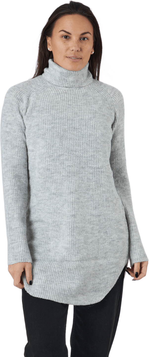 Pcellen Ls Long Knit  Bc Light Grey Melange, Female, Apparels, Shirts, Grey, XL