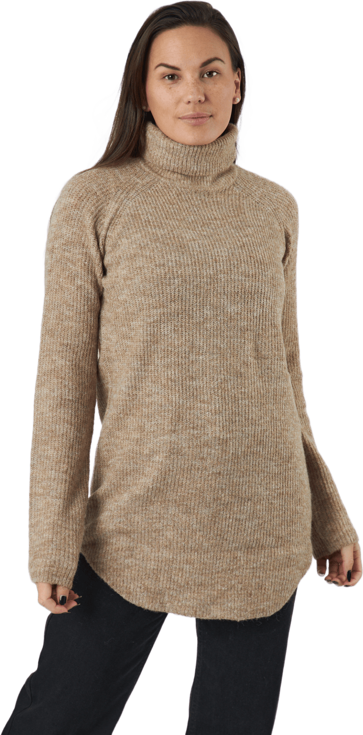 Pcellen Ls Long Knit  Bc Silver Mink, Female, Apparels, Shirts, Beige, S