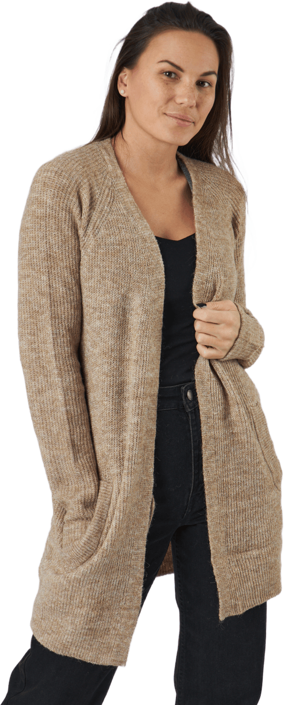 Pcellen Ls Long Knit Cardigan  Silver Mink, Female, Klær, Skjorter, Beige, XS