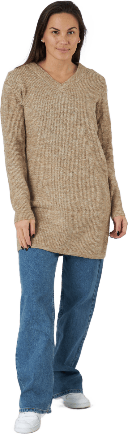 Pcellen Ls V-neck Knit Dress   Silver Mink