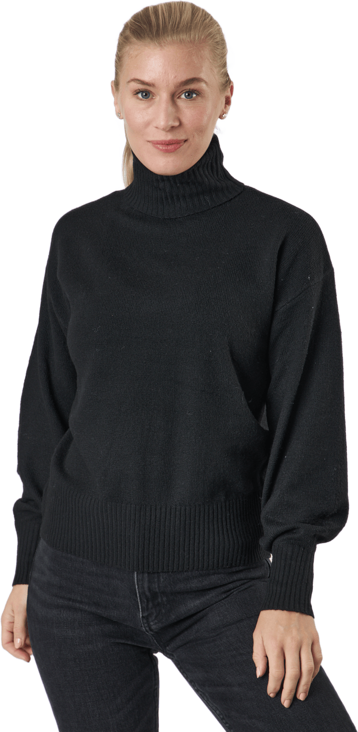 Pccava Ls High Neck Knit  Bc Black