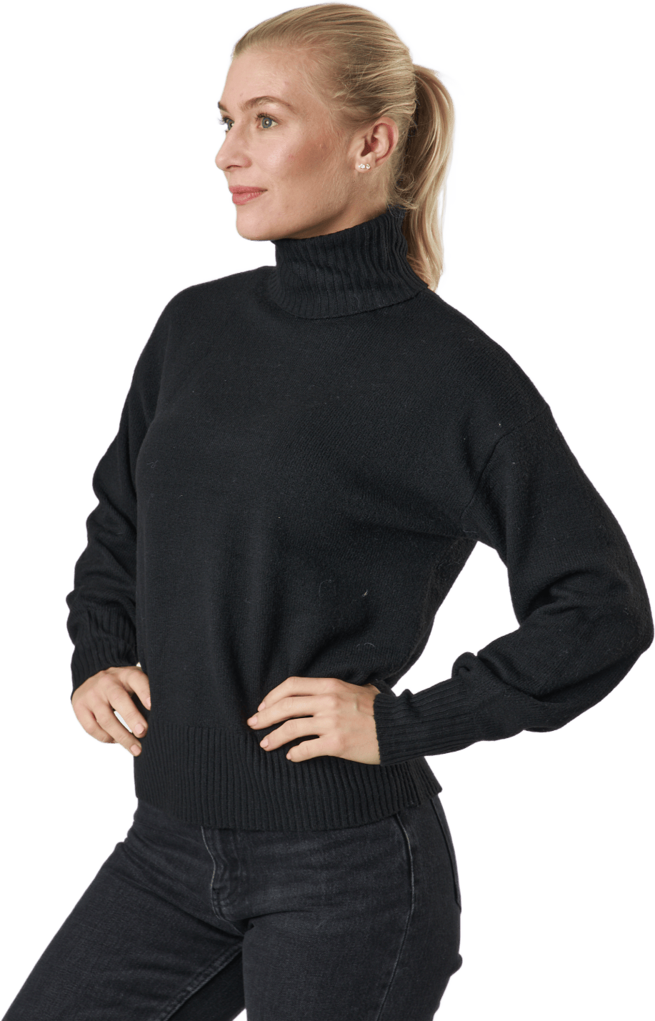 Pccava Ls High Neck Knit  Bc Black - Bild 2