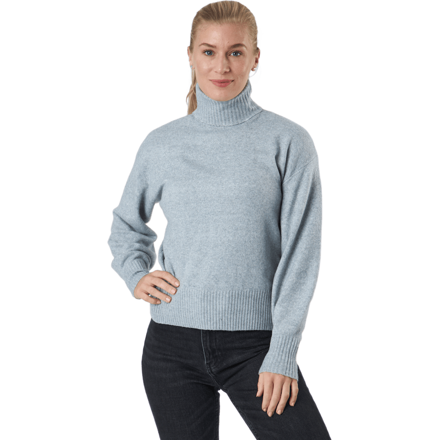 Pccava Ls High Neck Knit Bc Light Grey Melange