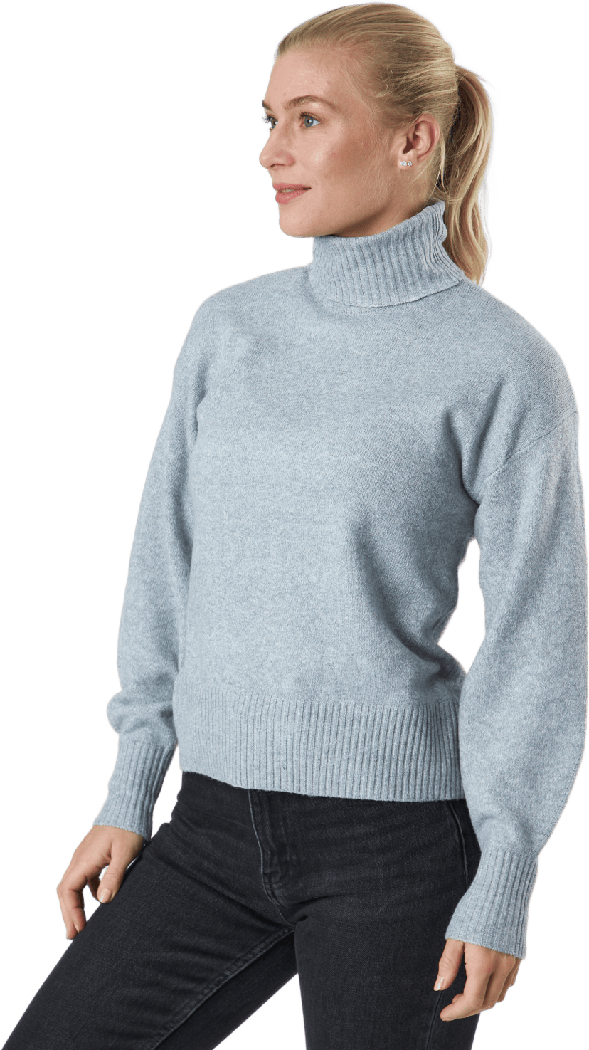 Pccava Ls High Neck Knit  Bc Light Grey Melange - Bild 2