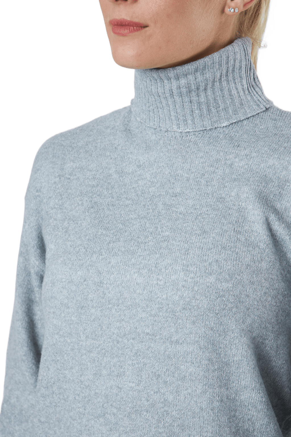 Pccava Ls High Neck Knit  Bc Light Grey Melange - Bild 4