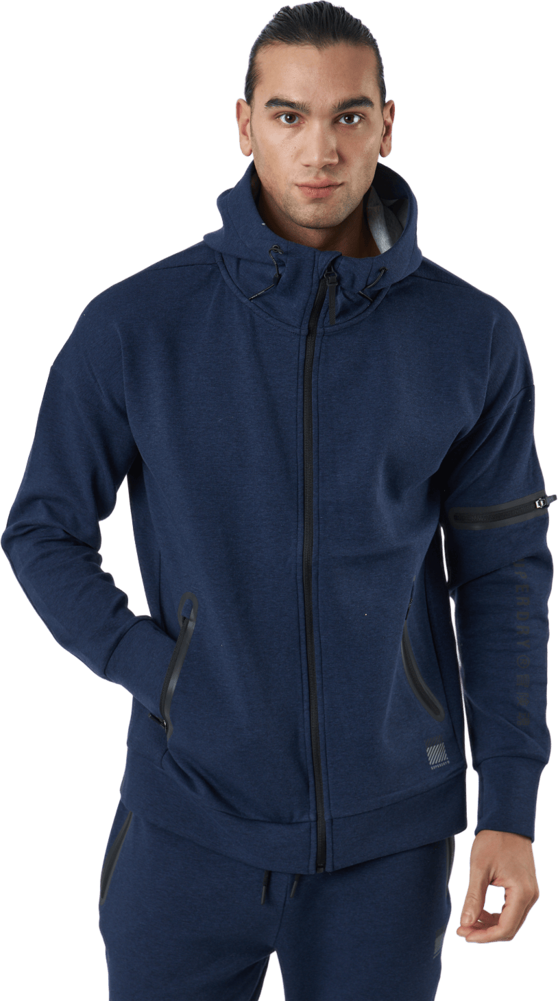 Training Gymtech Ziphood Navy Marl, Male, Apparels, Shirts, Blue, M