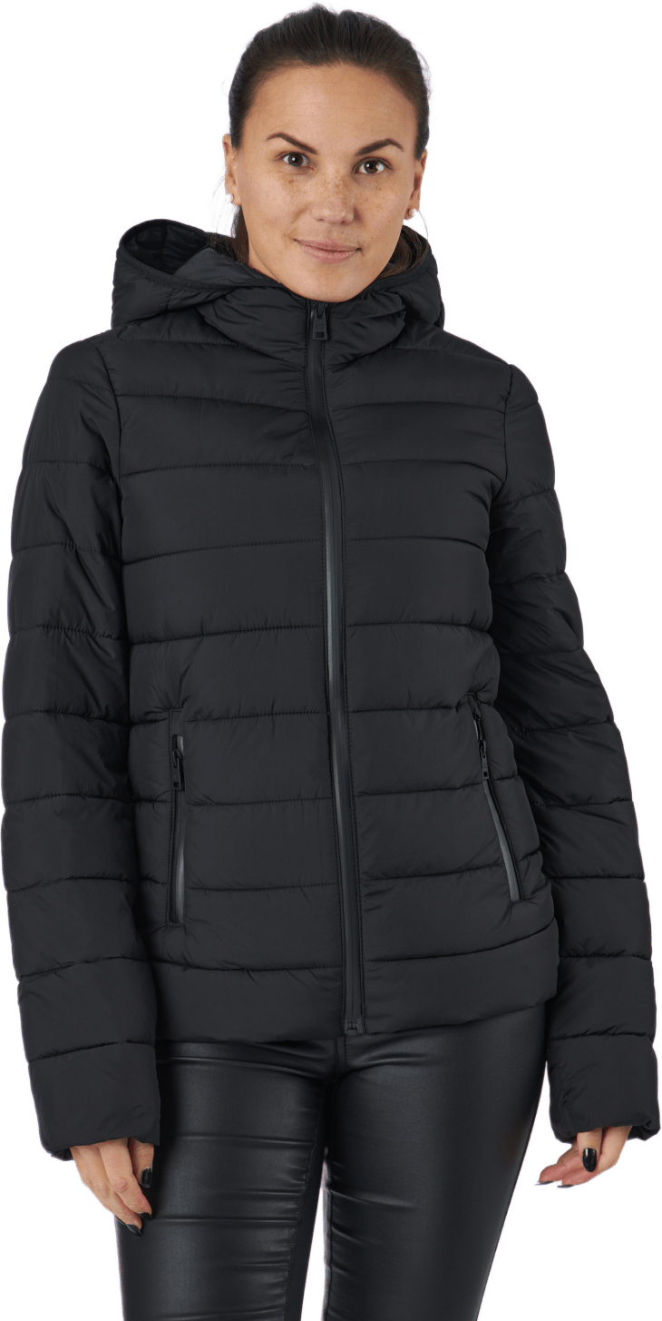 Hooded Polyfilled Jacket Black Beauty, Female, Apparels, jackets, Black, S