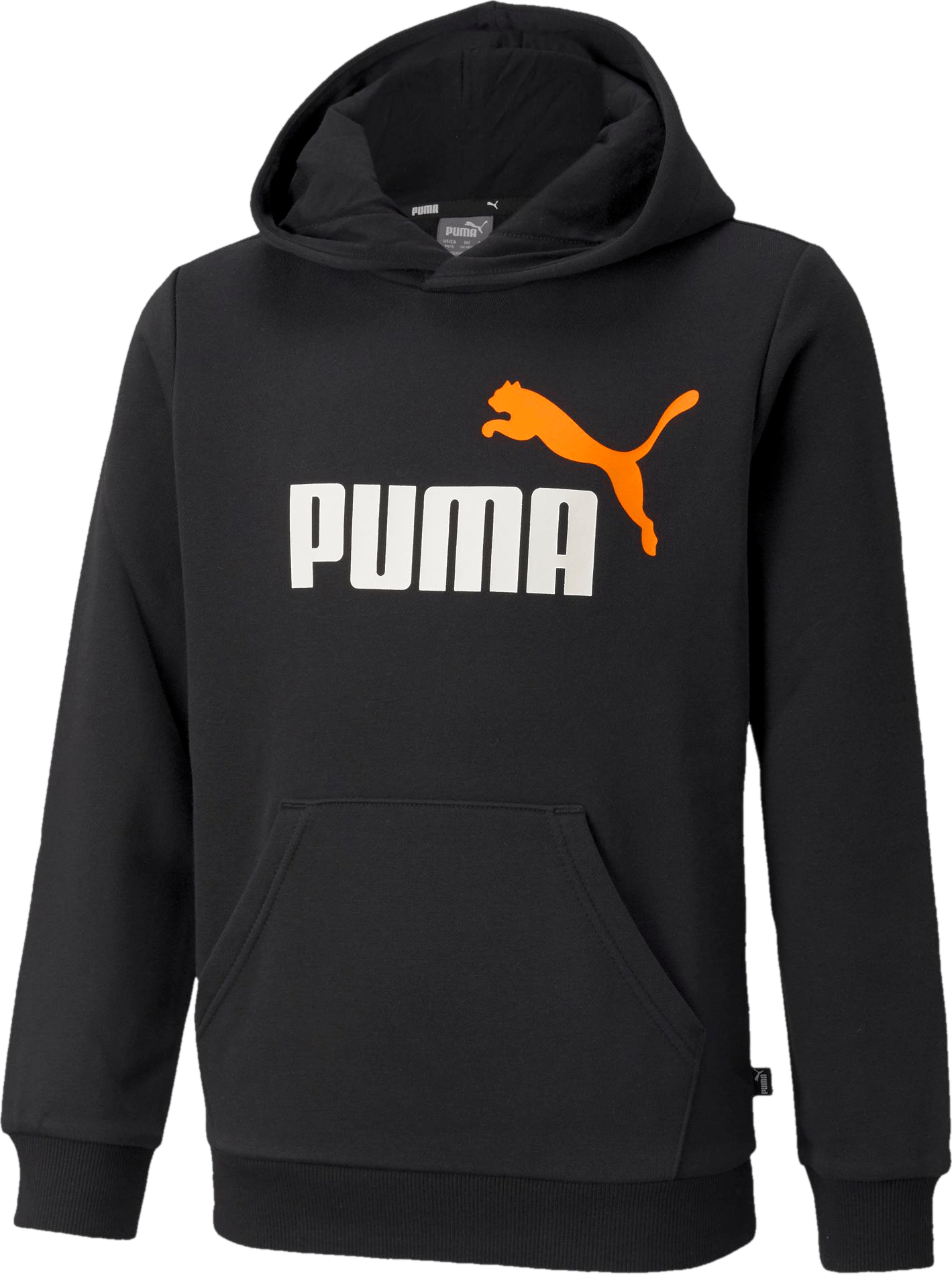 Ess+ 2 Col Big Logo Hoodie Fl  Puma Black-vibrant Orange