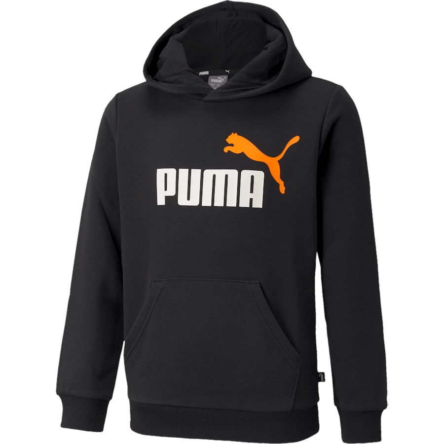 Ess+ 2 Col Big Logo Hoodie Fl Puma Black-vibrant Orange