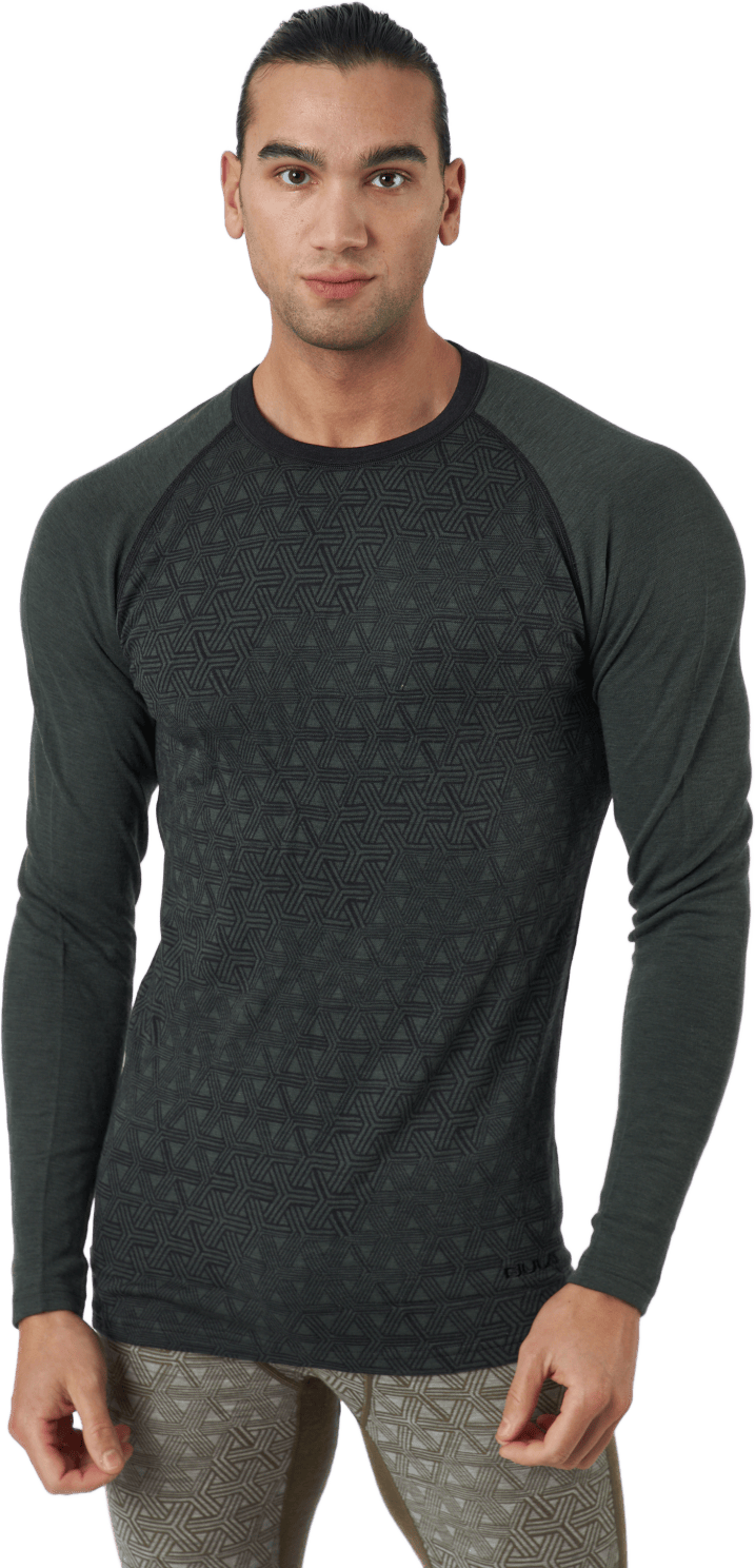 Geo Merino Wool Crew Dolive, Male, Apparels, base layers, Alpine sports, Grey, L