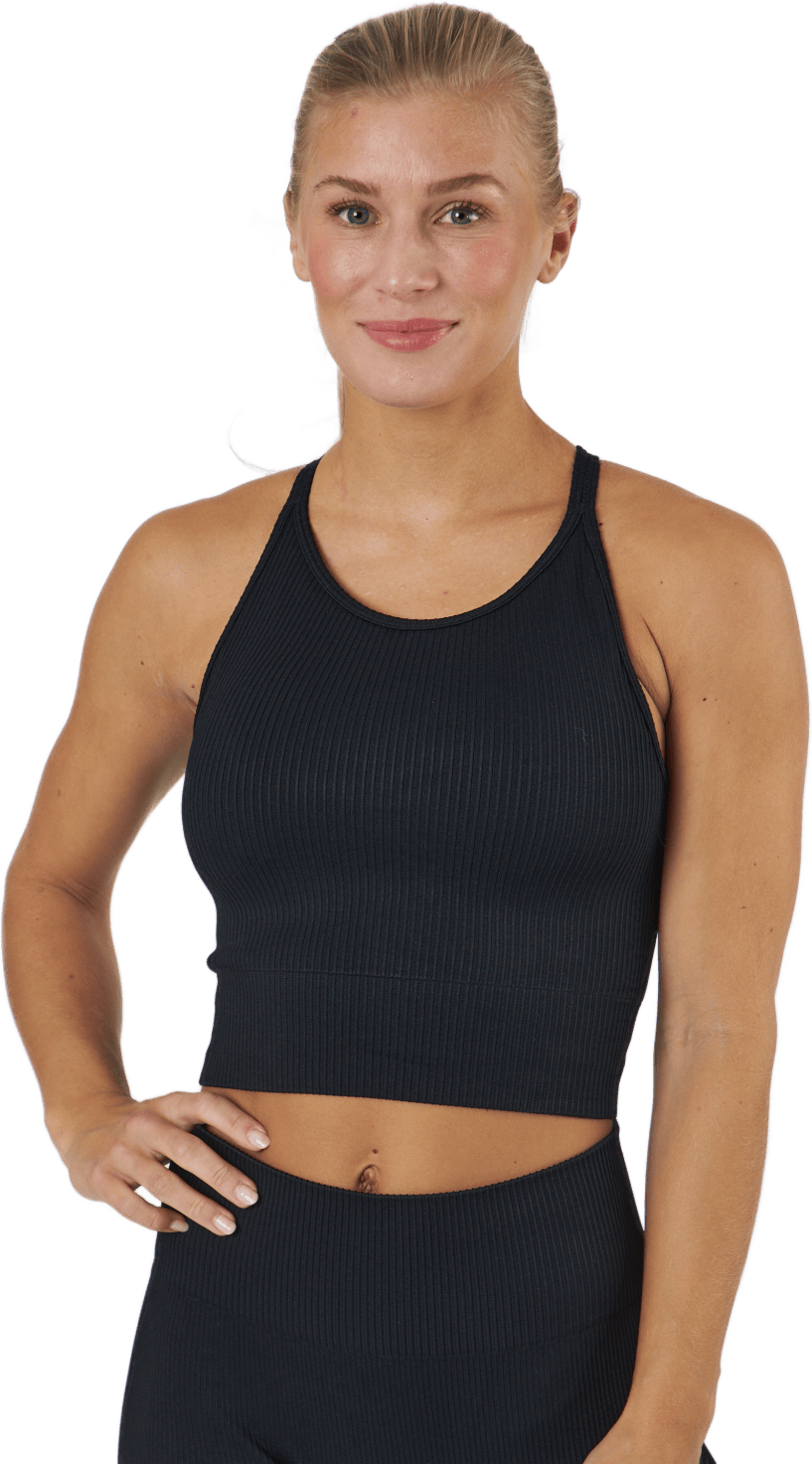 Janing W Rib Seamless Bra Black, Female, Ropa, Sujetador deportivo, Running, Negro, S/M