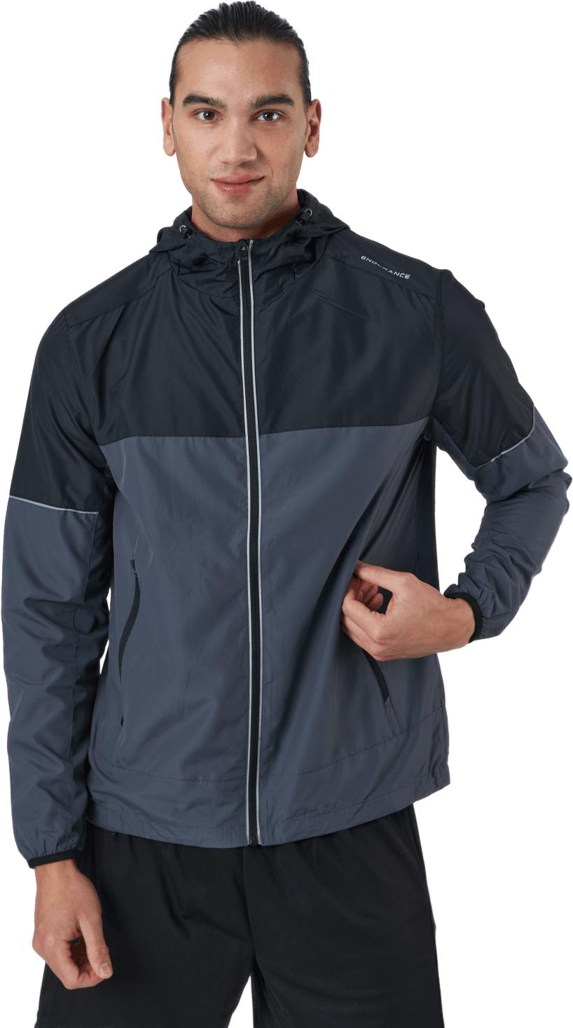 Verbol M Running Jacket W/hood India Ink, Male, Apparels, jackets, Running, Black, M