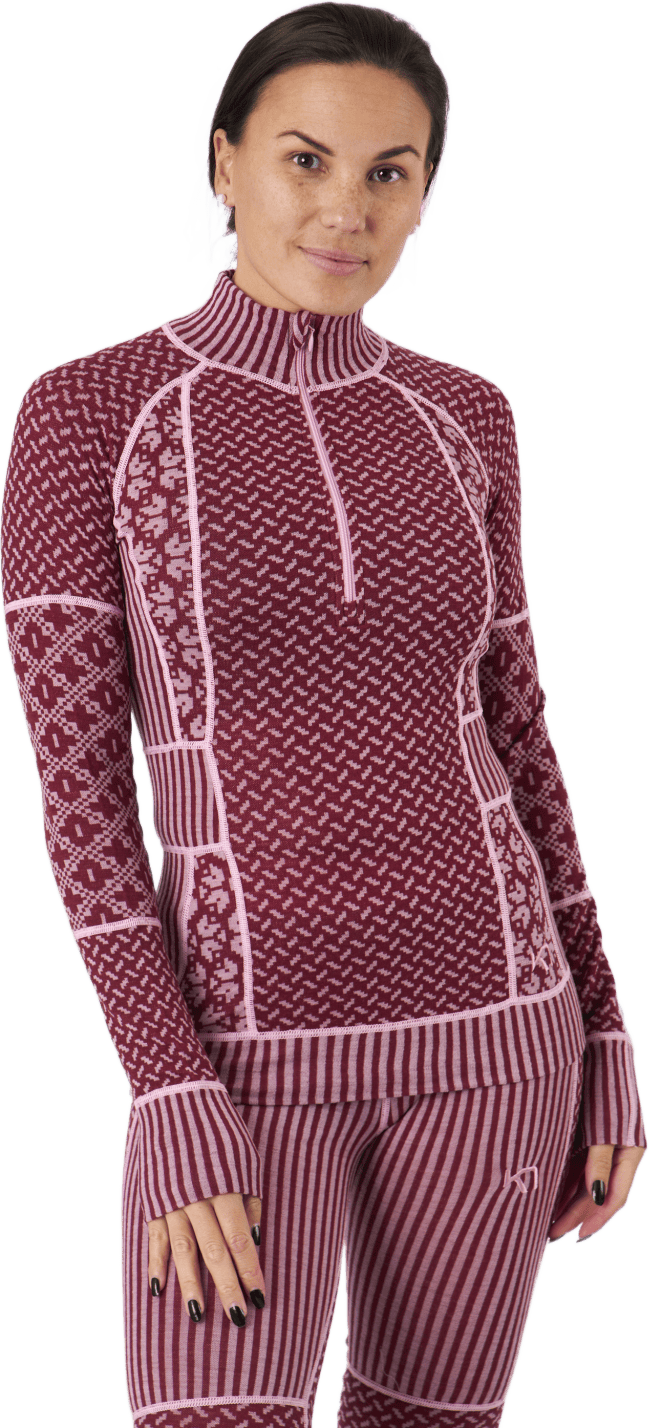 Smekker Half-Zip Fancy, Female, Apparels, base layers, Alpine sports, Red, S