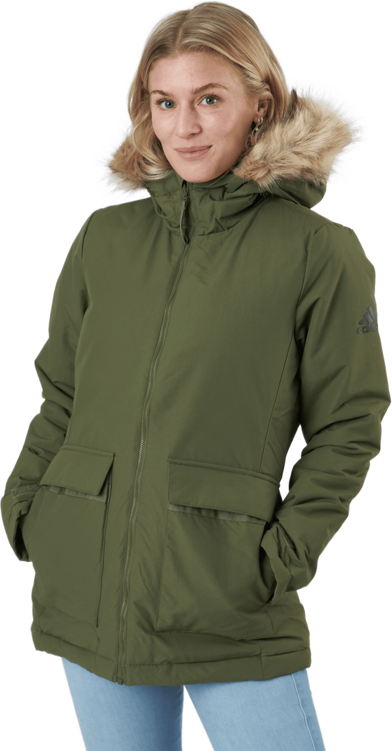 W Hooded Parka Focus Olive, Female, Apparels, jackets, Green, M