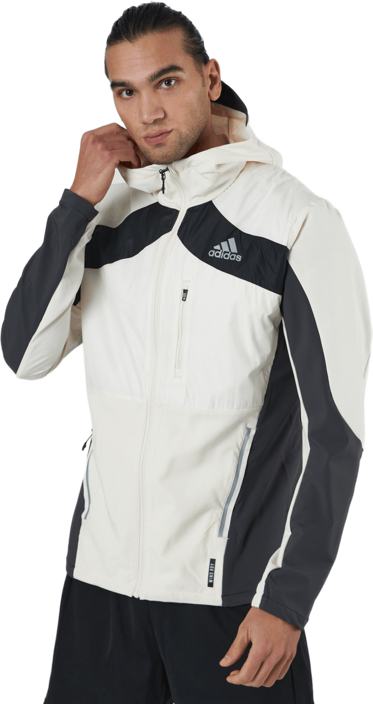 Adidas Marathon Jacket Ocean P.Blue Men Wonder White / Black, Male, Apparels, jackets, Running, Multi color, XL
