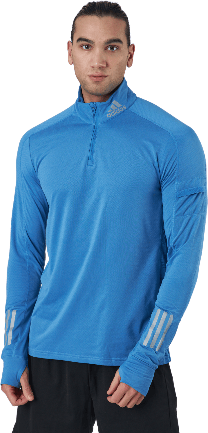 Adidas Own The Run Warm 1/2 Zip Men Focus Blue, Male, Odevy, Košele, Beží, Modrá, XL