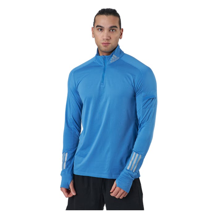 Adidas Own The Run Warm 1/2 Zip Men Focus Blue, Male, Apparels, Shirts, Running, Blue, L