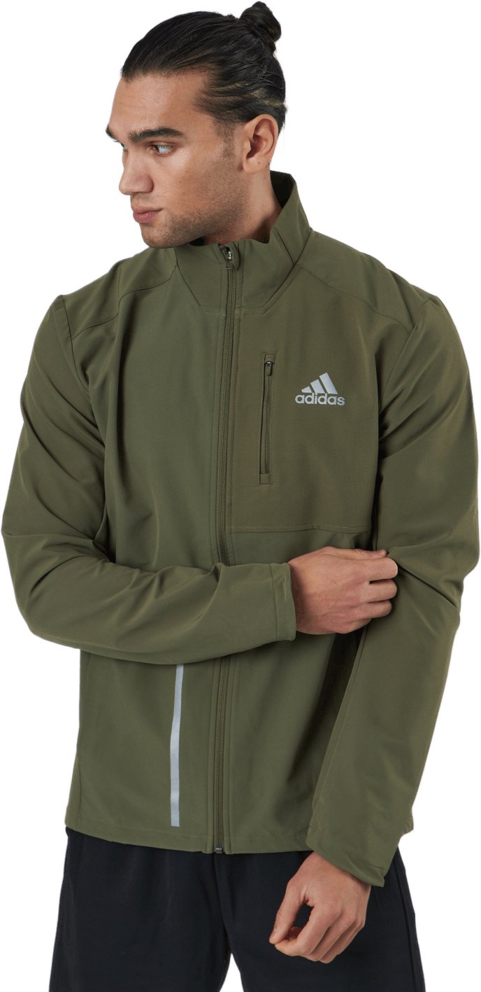 Adidas Own The Run Soft Shell Jacket Men Focus Olive, Male, Odevy, bundy, Beží, Zelená, S