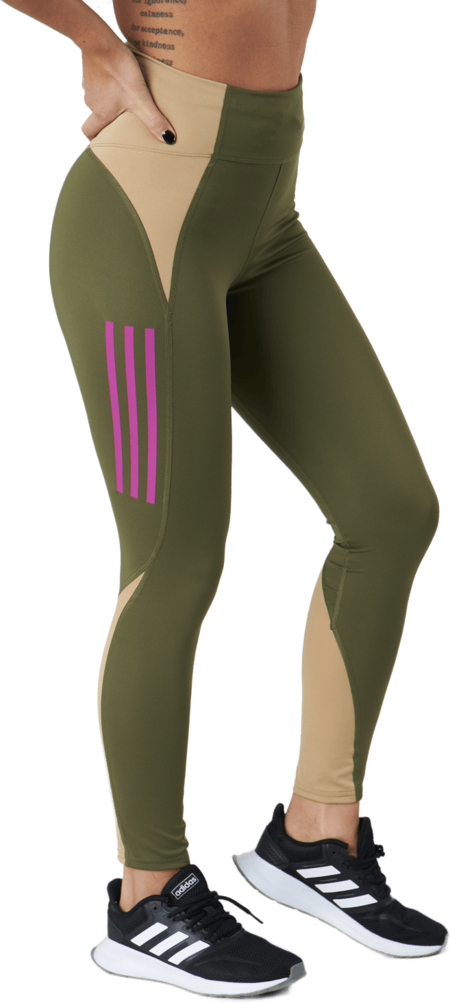 Own The Run Block 7/8 Running Leggings Women Focus Olive / Beige Tone - Bild 2