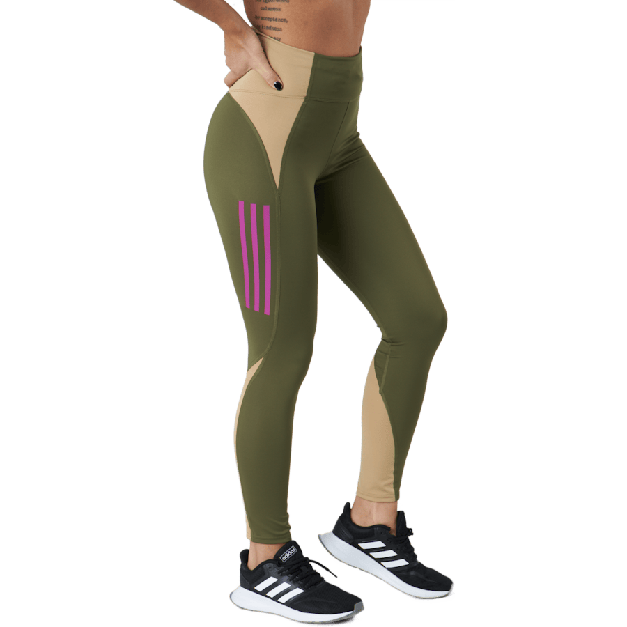 Own The Run Block 7/8 Running Leggings Women Focus Olive / Beige Tone - Bild 2