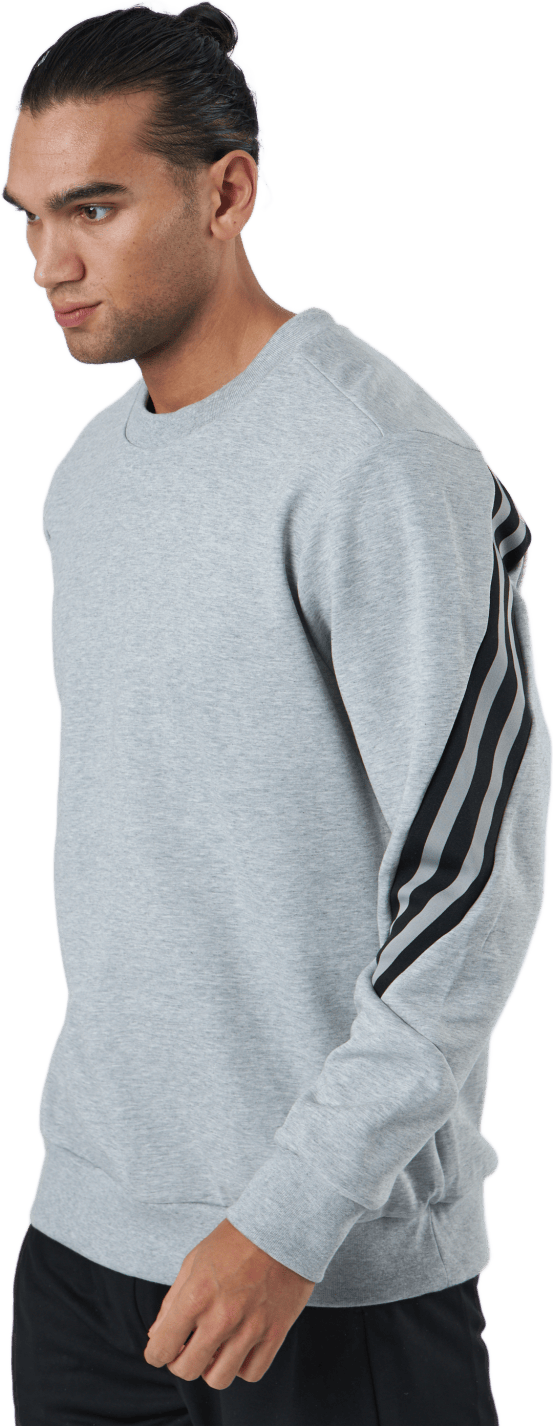 Sportswear Future Icons Three Stripes Crew Medium Grey Heather, Male, Apparels, Shirts, Grey, XL