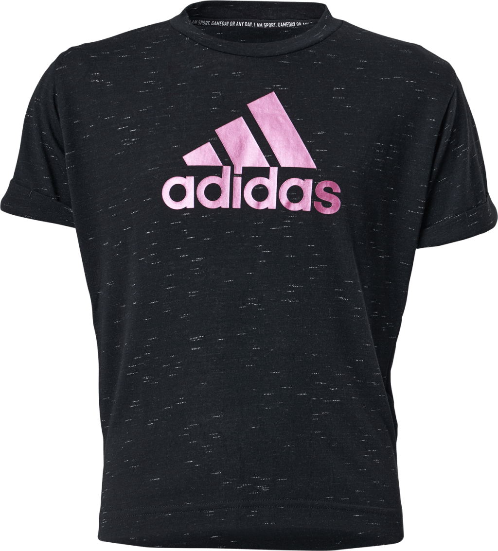 Girls Bos Tee Black Melange / Team Real Magenta