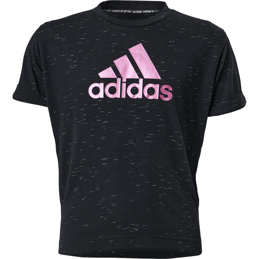 Girls Bos Tee Black Melange / Team Real Magenta