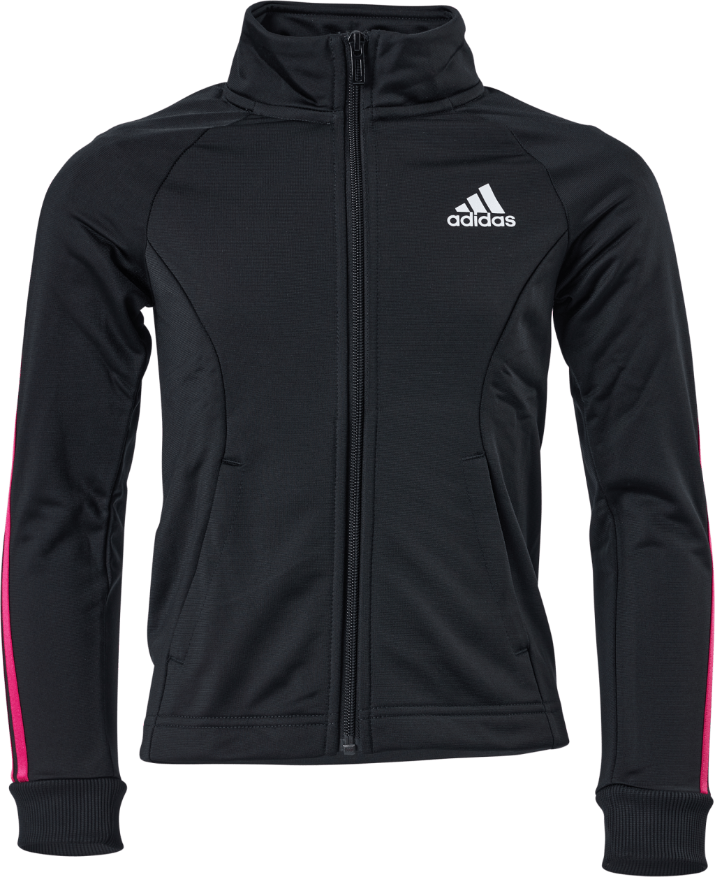 Team Polyester 3-Stripes Tracksuit Black / Team Real Magenta, Unisex, Vêtements, survêtements et ensembles, Entraînement, Noir, 170