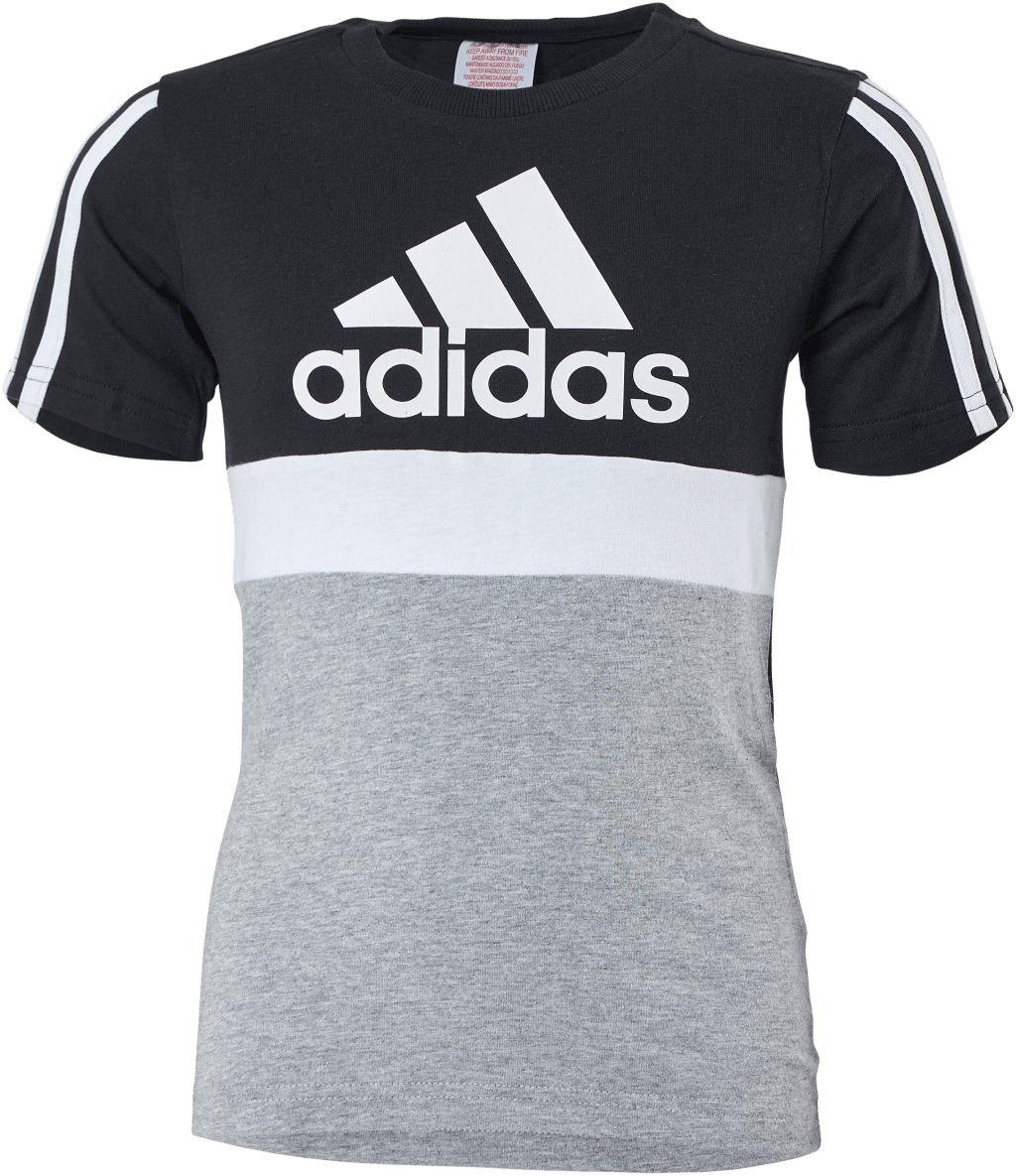 Adidas Boys Essentials Colorblock Tee Black / Medium Grey Heather / White, Unisex, Apparels, T-shirt, Black, 134
