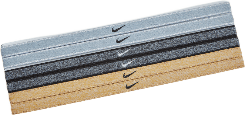 Nike Swoosh Sport Headbands 6  Wolf Grey/black/club Gold/meta, Unisex, Apparatuur, hoeden & petten, Basketbal, Multi kleur, ONESIZE