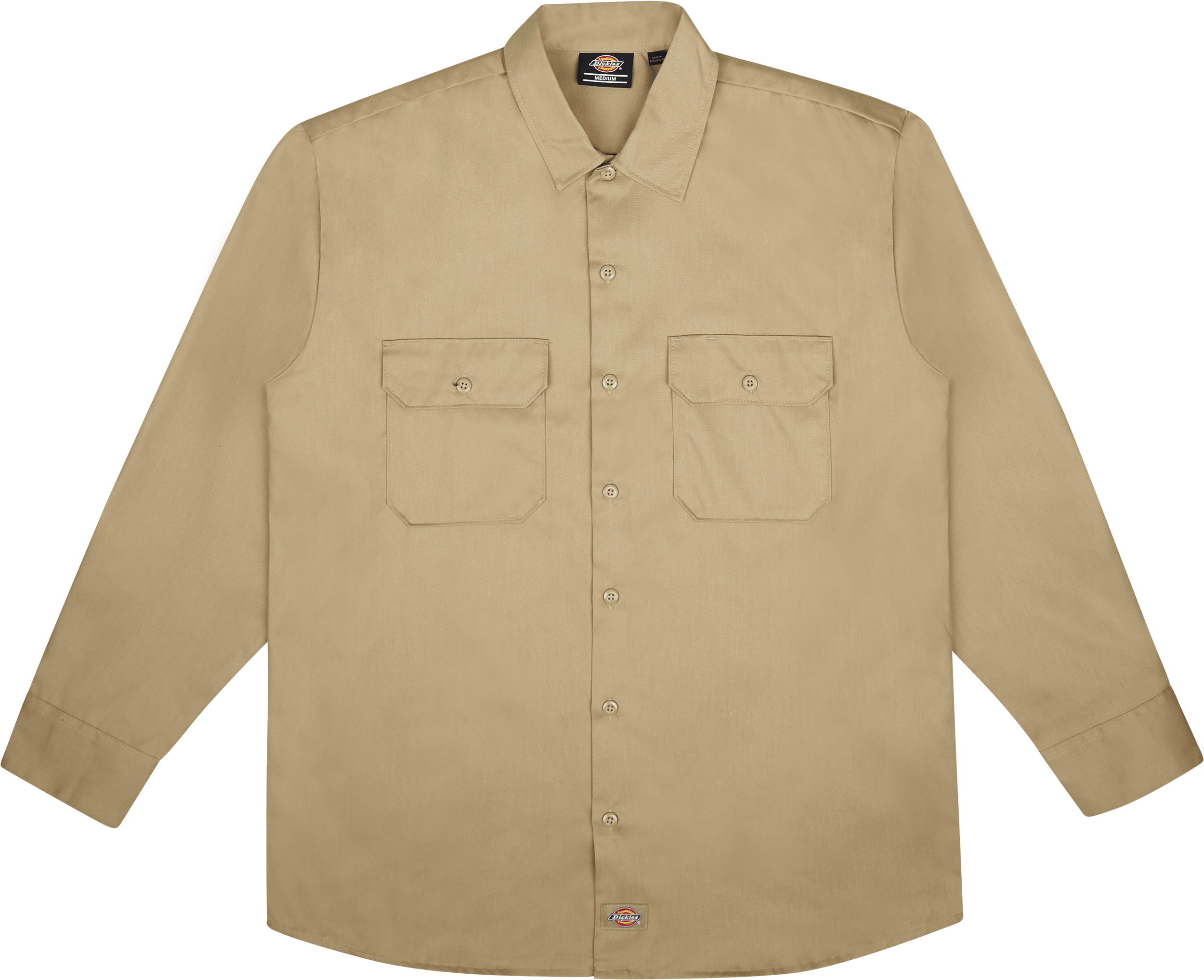 Dickies Long Sleeve Work Shirt Khaki, Male, Ropa, Tops, Beige, S