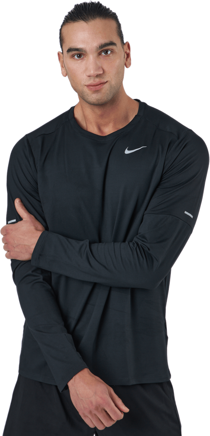 Dri-FIT Element Men's Running Crew BLACK/REFLECTIVE SILV, Male, Odzież, Koszule, Bieganie, Czarny, S