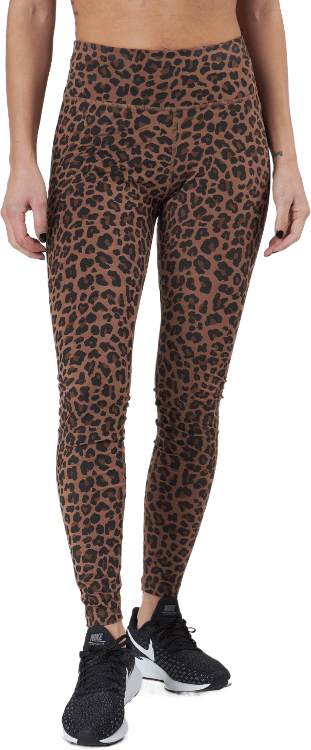 Dri-fit One Women's Mid-rise P Archaeo Brown/white, Female, Kläder, Tights, Träning, Flerfärgad, M