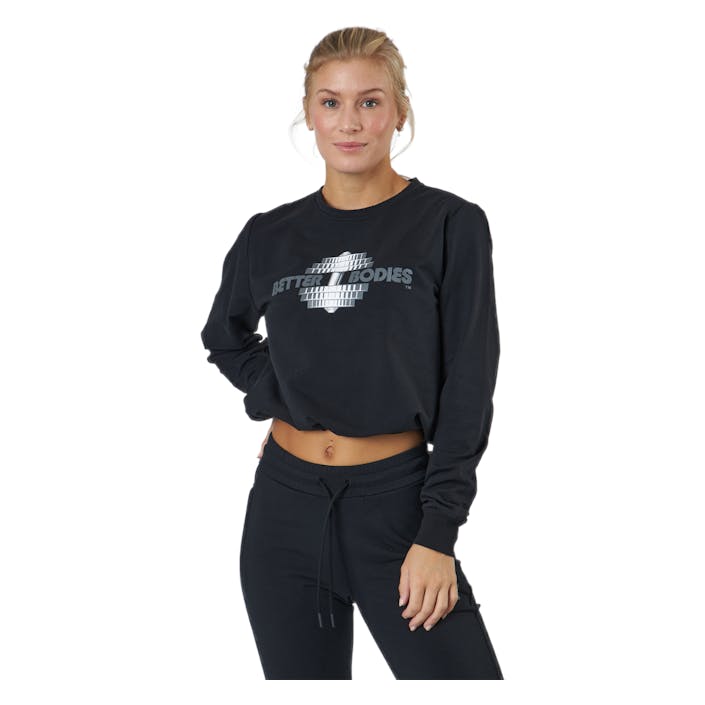 Empire Crop Print Cr Black, Female, Apparels, Shirts, Workout, Black, XL