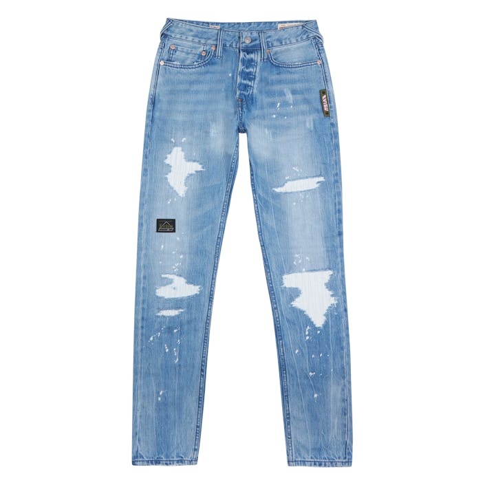 Evisu X Sfera Ebbasta,2017, Gr Mid Shade Indigo, Male, Kläder, Bottoms, Blå, W34