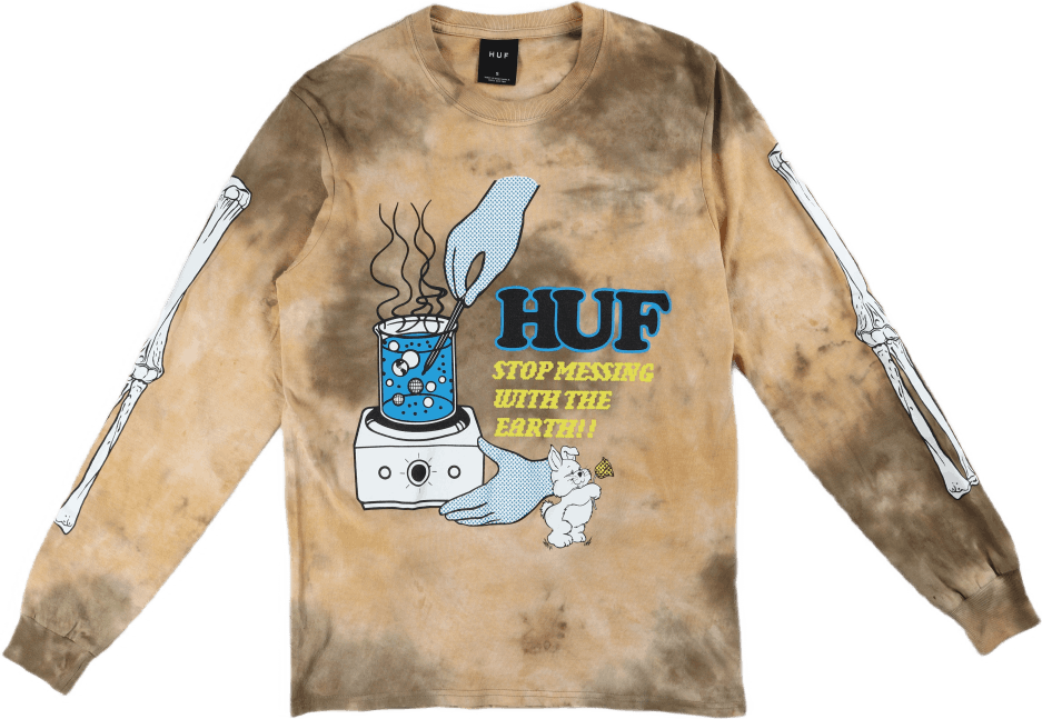 Mess Tiedye L/s Tee Brown, Male, Apparels, Long sleeved shirts, Brown, XXL