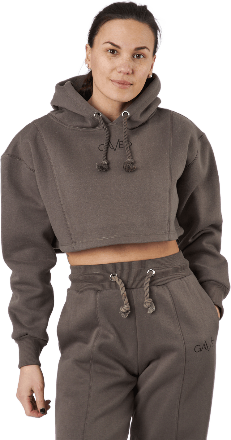 Chill Lounge Cropped Hoodie Taupe