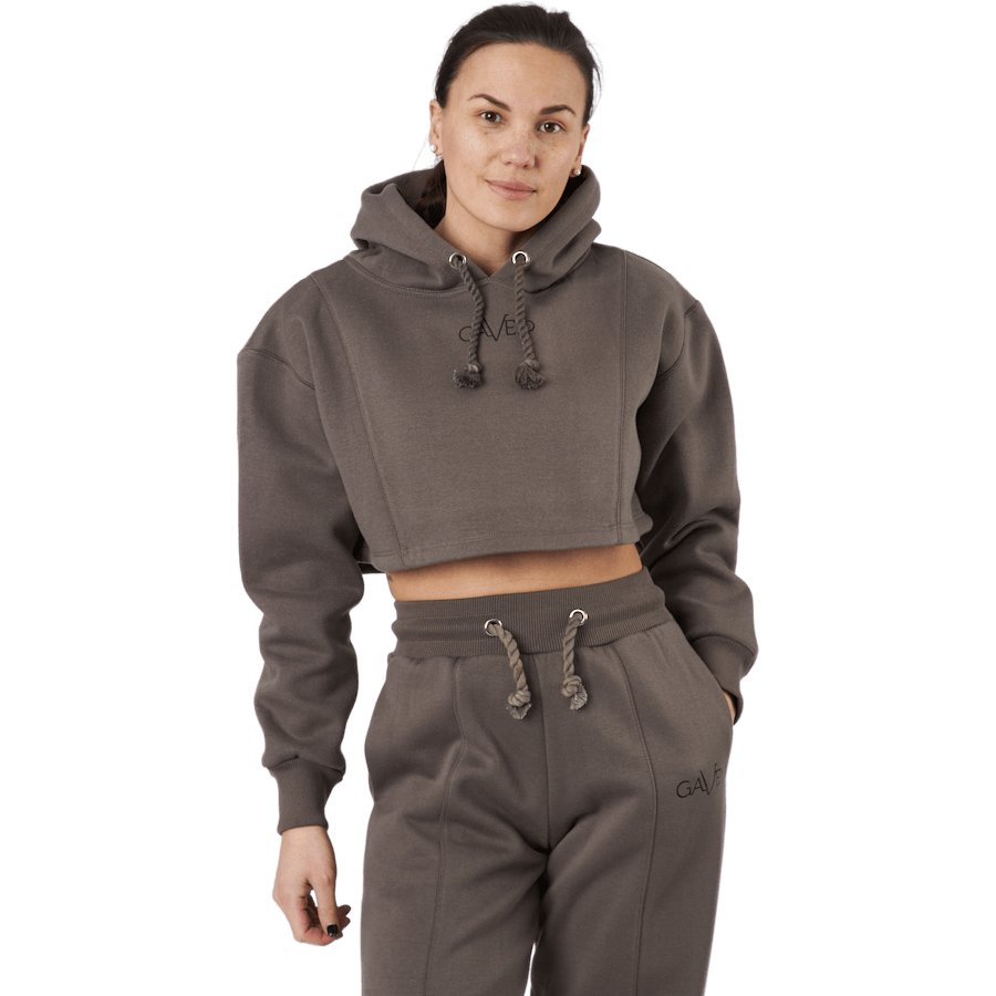 Chill Lounge Cropped Hoodie Taupe