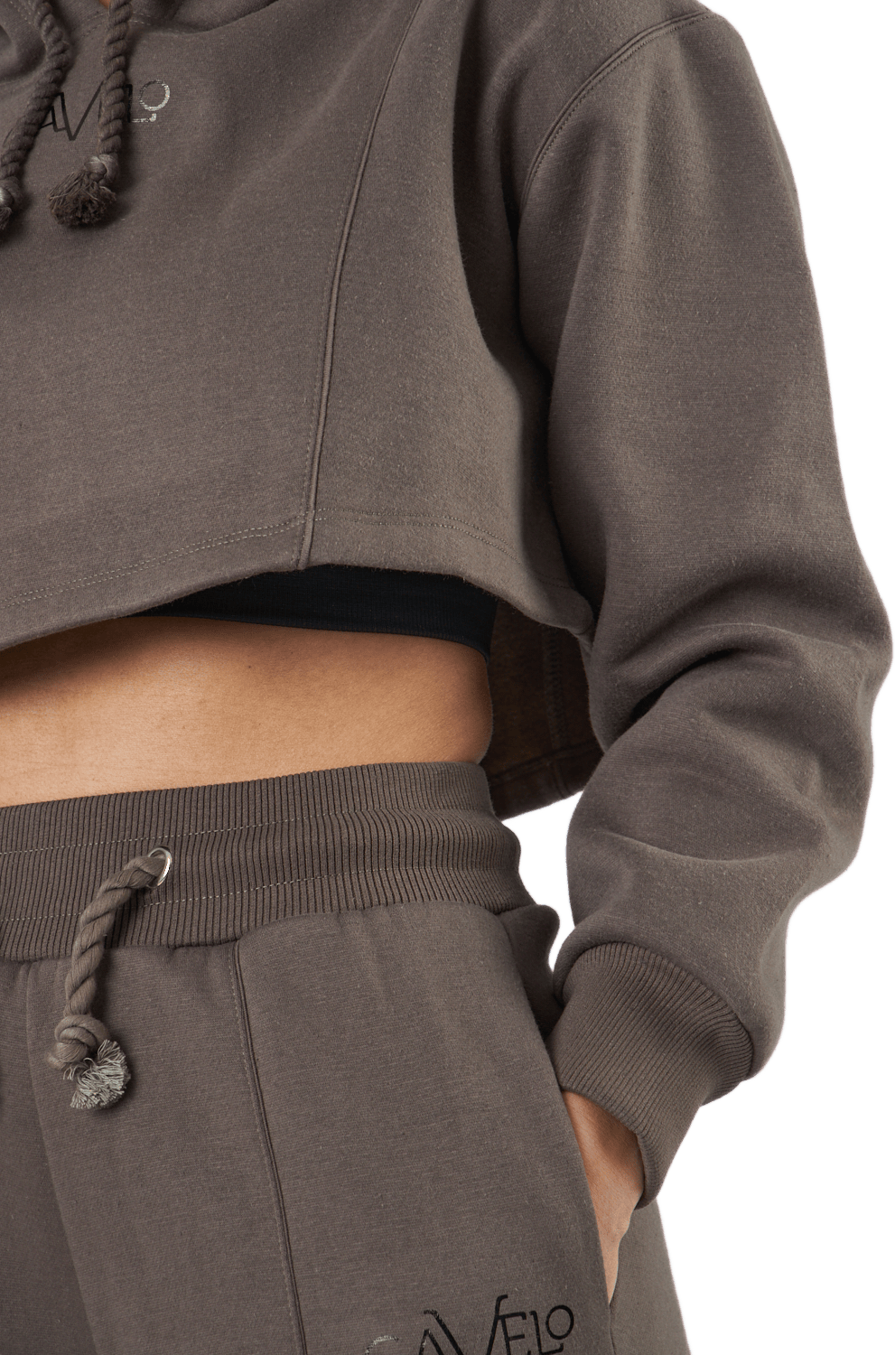 Chill Lounge Cropped Hoodie Taupe - Bild 5