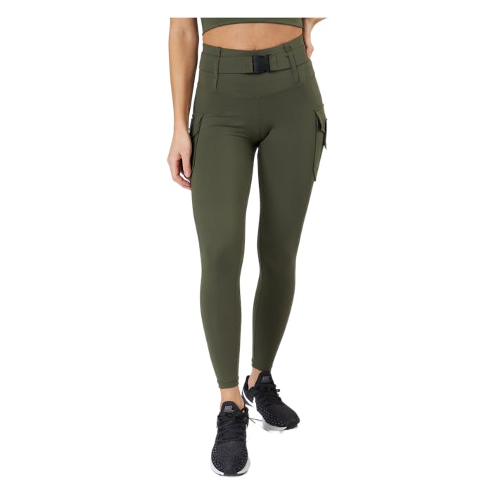 Cargo Leggings Military Green, Female, Apparels, Leggings, Workout, Black, XL
