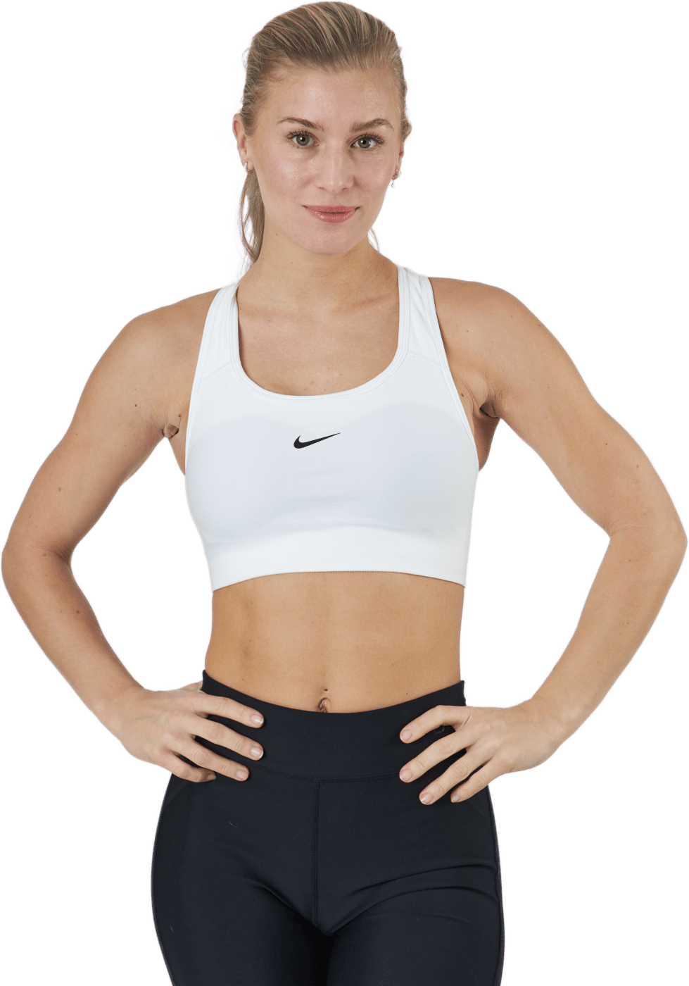 Nike Dri-fit Swoosh Seamless W Summit White/black, Female, Kleding, Sport bh, Rennen, Wit, M