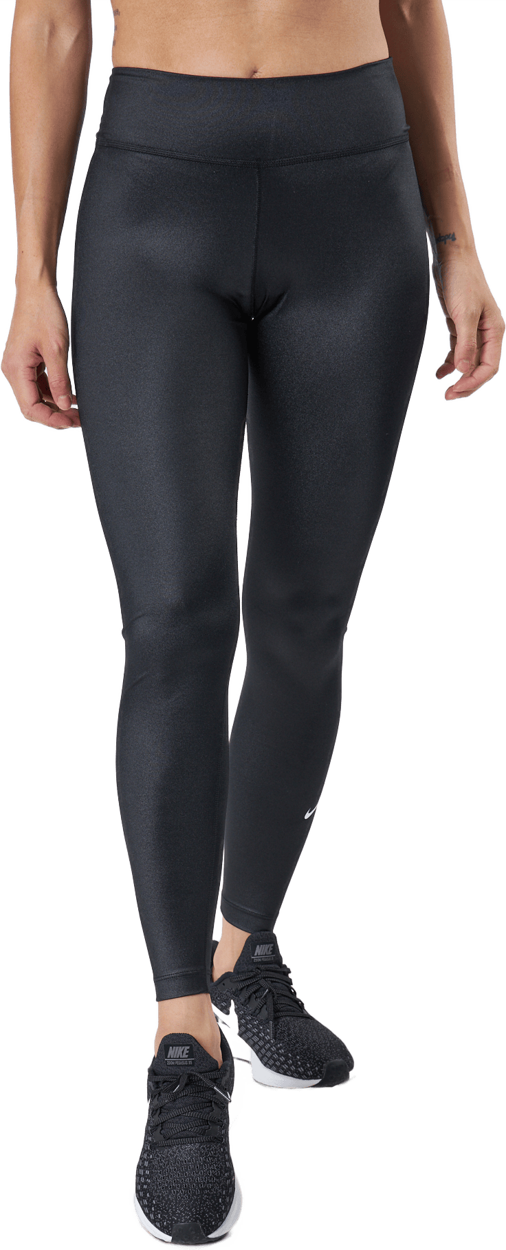 Dri-FIT One Women's Mid-Rise Shine Leggings BLACK/WHITE, Female, Apparels, Leggings, Workout, Black, S