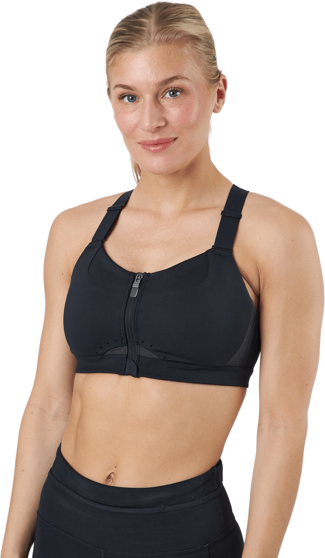 Dri-FIT Alpha Women's High-Support Padded Zip-Front Sports Bra BLACK/BLACK/DK SMOKE GREY/DK SMOKE GREY, Female, Apparels, Sports Bras, Running, Black, M A/B