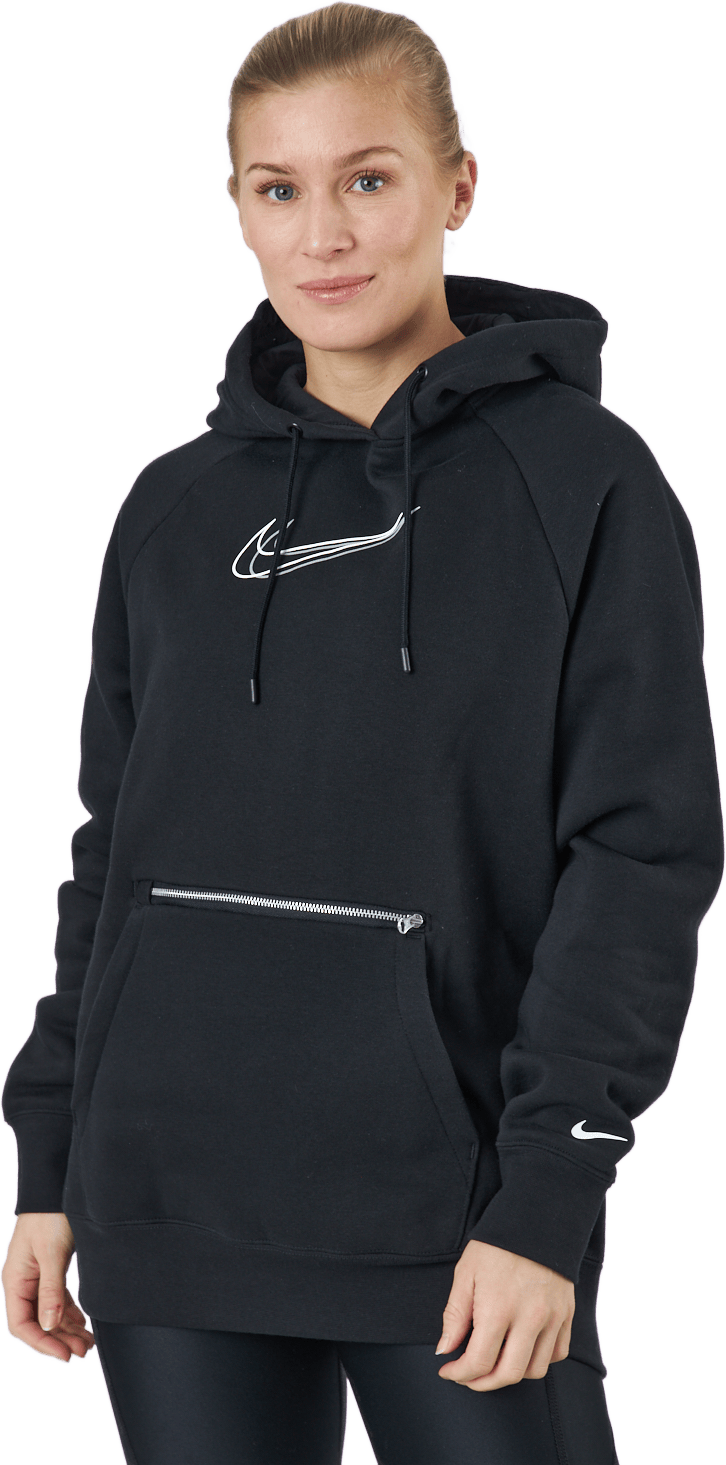 W Nsw Po Hoodie Os Bb Flc Prnt Black/white, Female, Abbigliamento, Camicie, Nero, XS