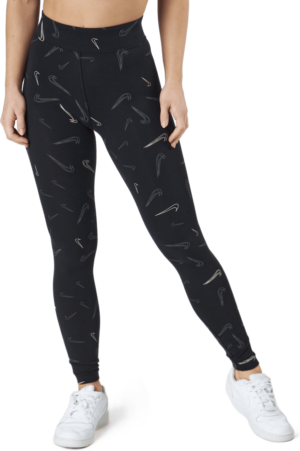 W Nsw Hw Tight Aop Prnt Black/white, Female, Odzież, Leggings, Czarny, XS