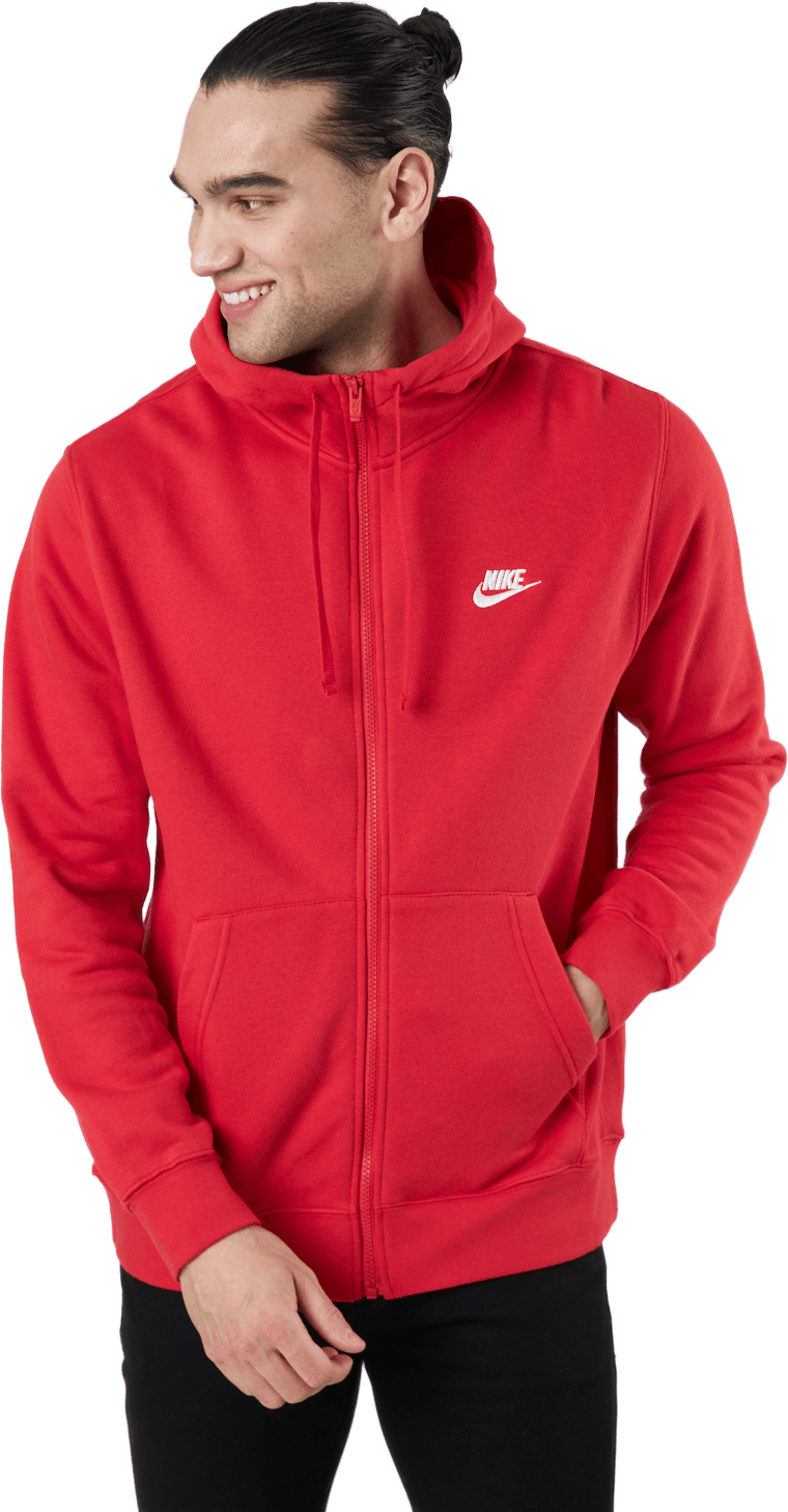 Sportswear Club Fleece Men's Full-Zip Hoodie UNIVERSITY RED/UNIVERSITY RED/WHITE, Male, Klær, Skjorter, Rød, XL