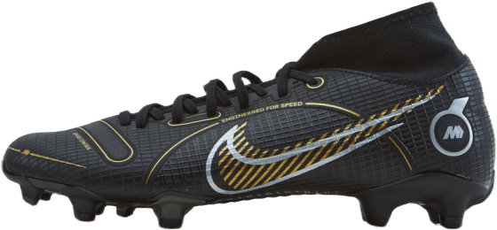 Superfly 8 Academy Fg/mg Black/metallic Gold-metallic S, Male, Schoenen, Voetbalschoenen, Voetbal, Zwart, EU 43
