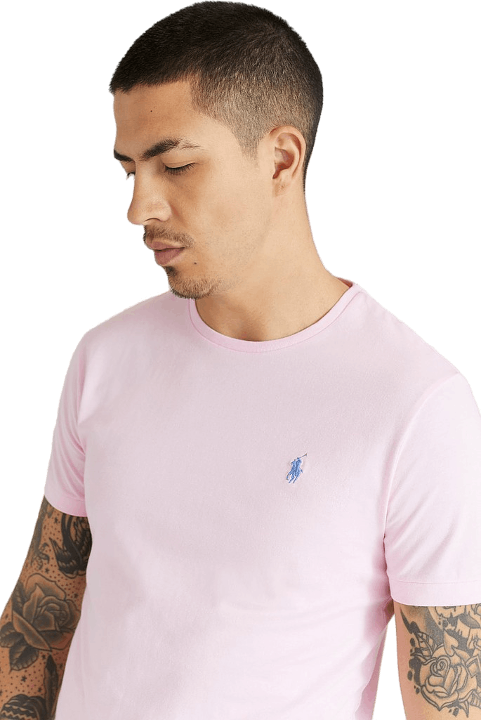 Polo Ralph Lauren Custom Slim Crewneck T-Shirt, Male, Kleding, Tops, Roze, XL