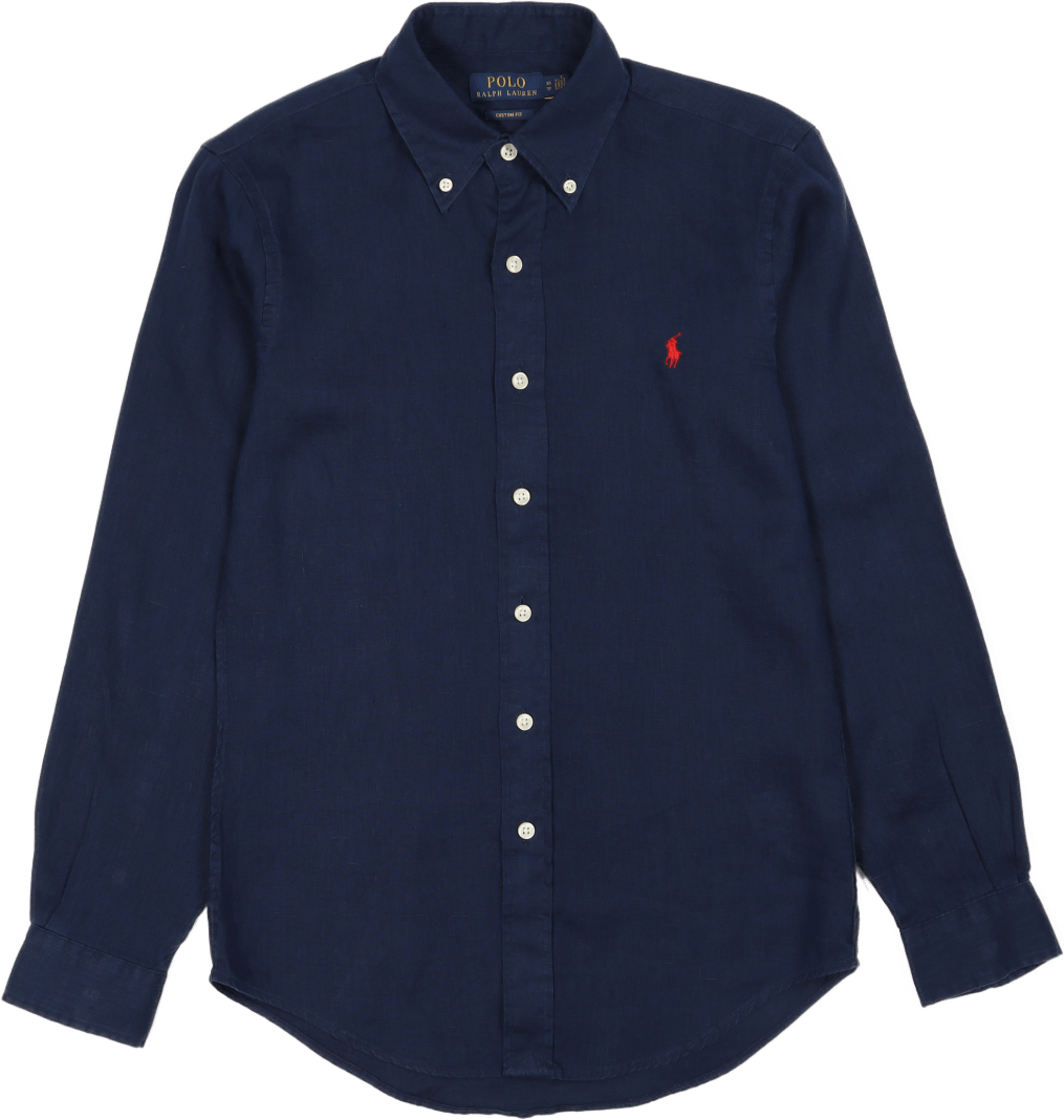 Custom Fit Linen Shirt Newport Navy, Male, Klær, Skjorter, Blå, XL