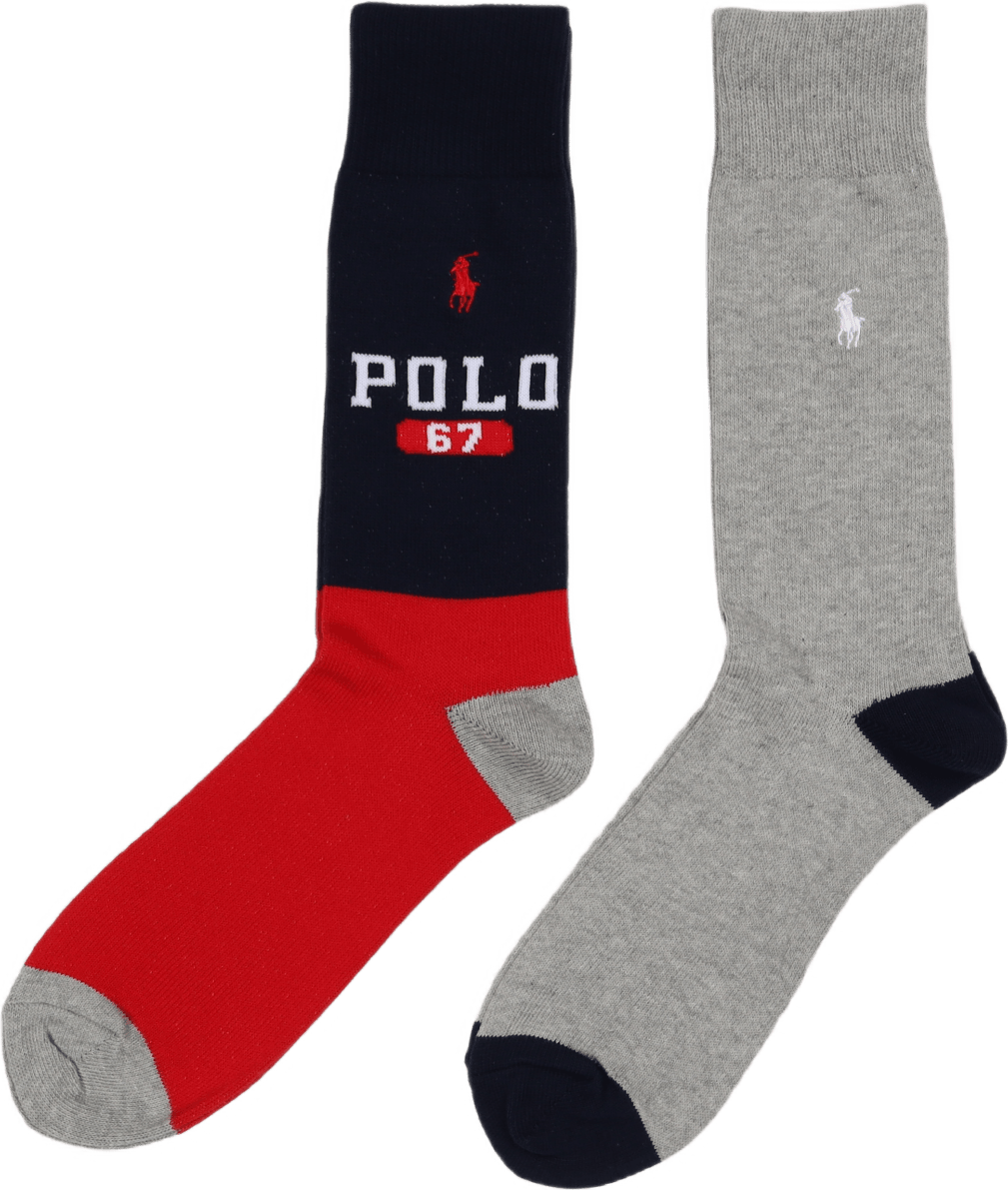 Color-Blocked Crew Sock 2-Pack 2Pk Nvy Red/Andover Htr, Male, Kleding, Ondergoed, Rood, ONESIZE